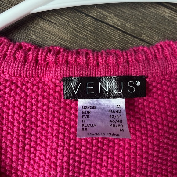 Venus Women’s Fuchsia Crochet Knit Vest Size M 100% Cotton - Picture 4 of 7